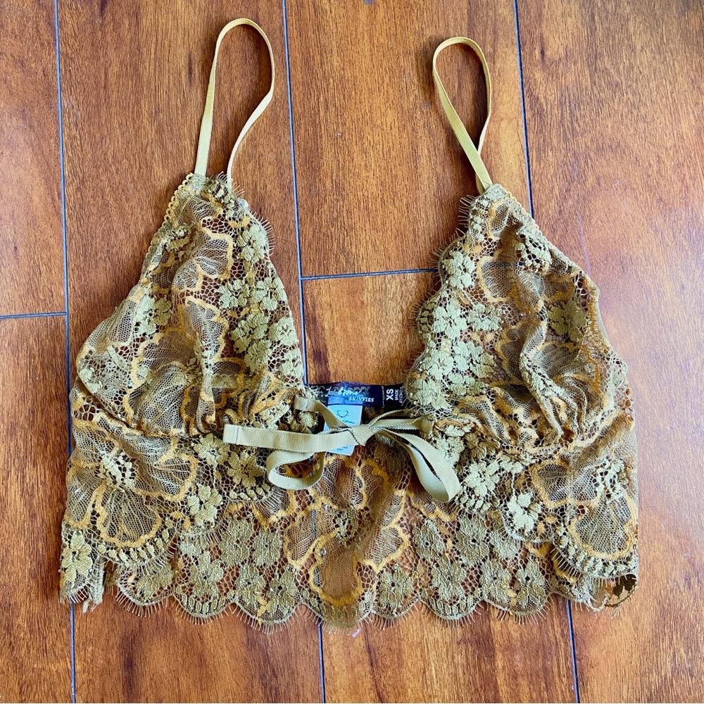 For Love And Lemons Gold Lace Bralette